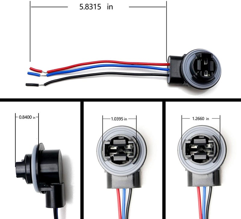 Muzzys 3157/4157 Wire Harness Pigtail Socket for LED and Standard Bulbs Turn Signal, Brake Light, DRL, Daytime Running Lights, Backup, Reverse Lights - Image 1